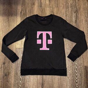 T-Mobile Sweatshirt Womens Size M Medium Black Employee Logo Crew Neck Sweater
